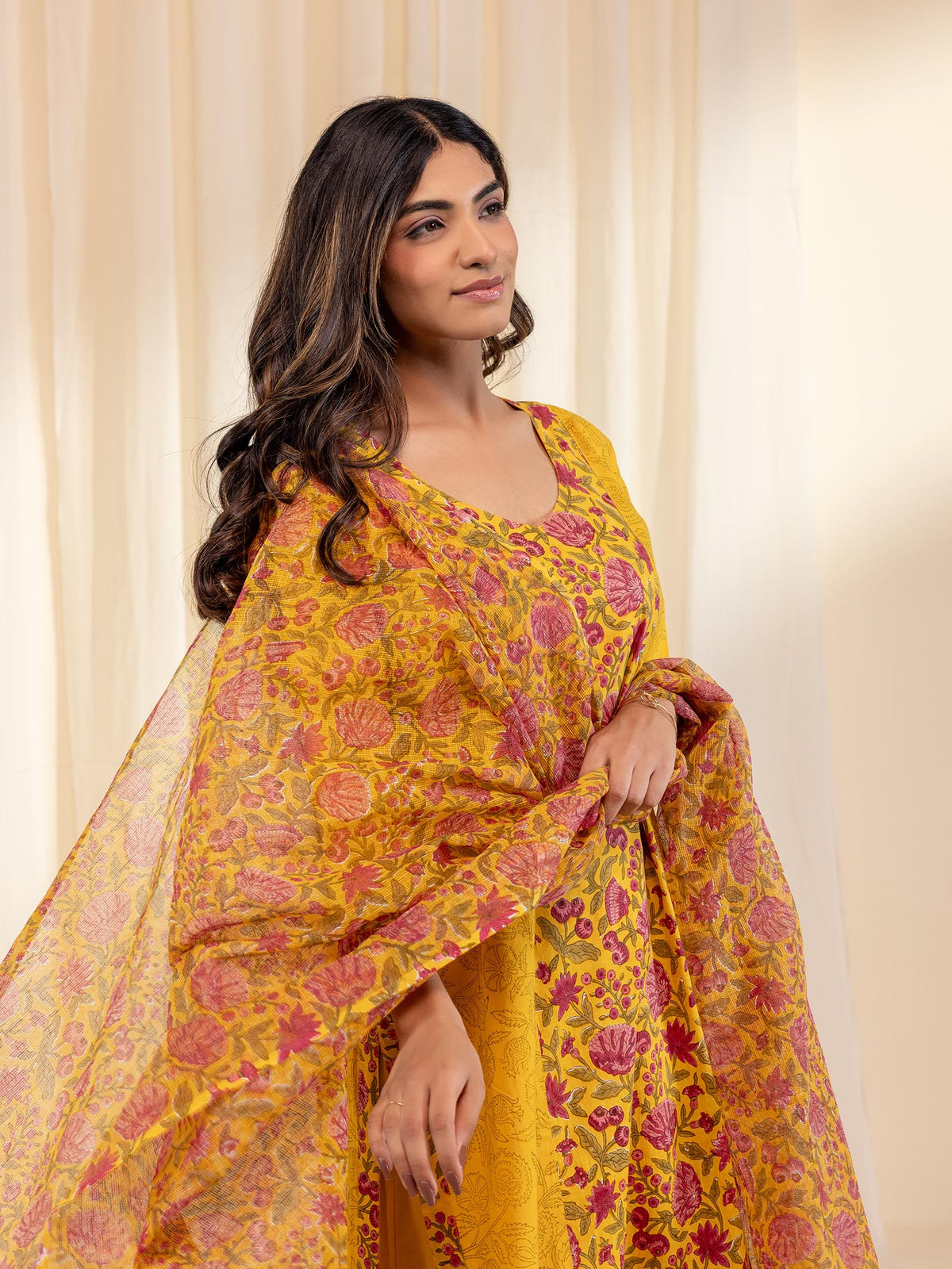 Mustard Raspberries Kota Dupatta