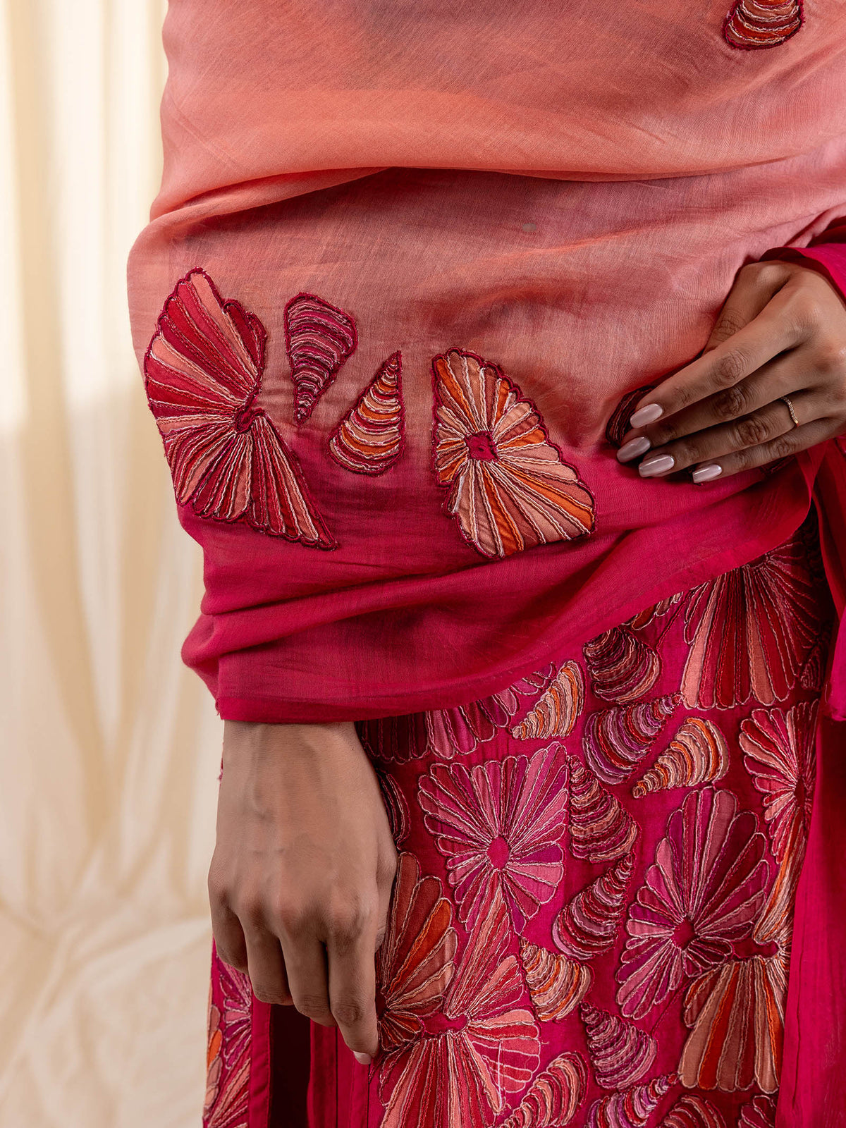 Sea Shells Chanderi Dupatta