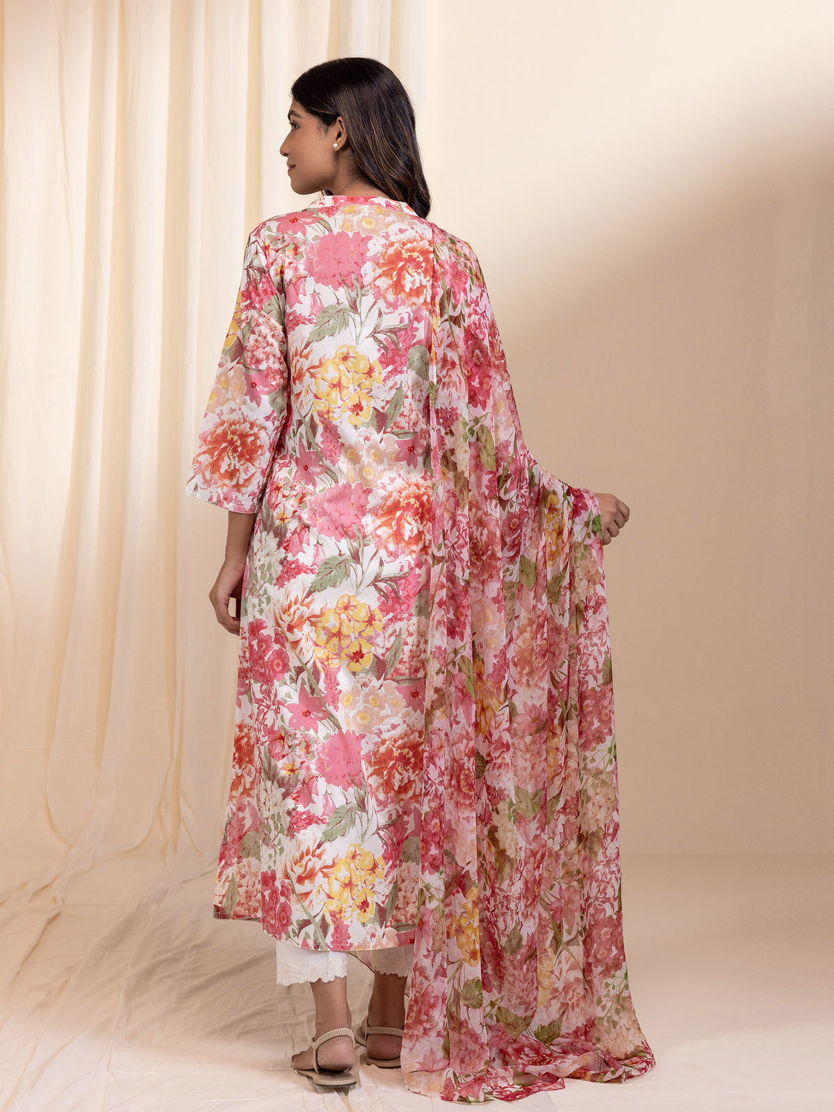 Bloom Peach Chiffon Dupatta