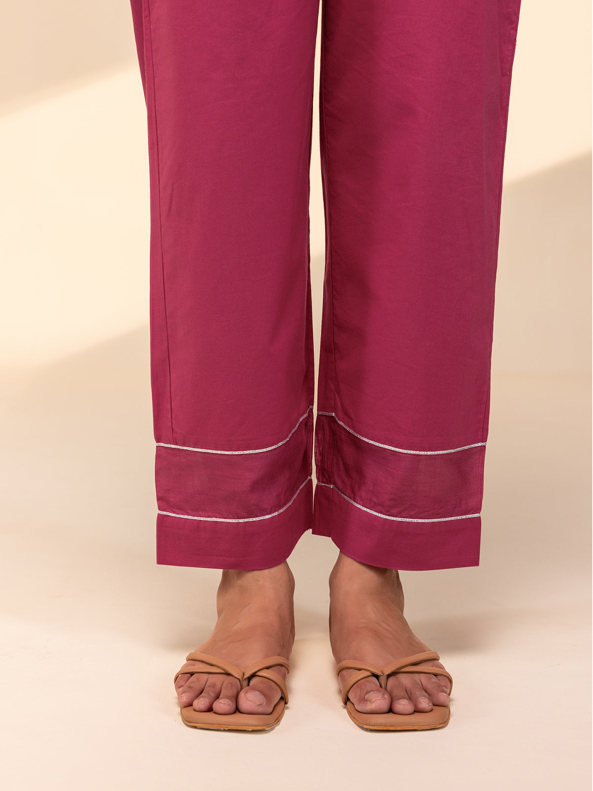 Festive Fuchsia Cotton Straight Pant