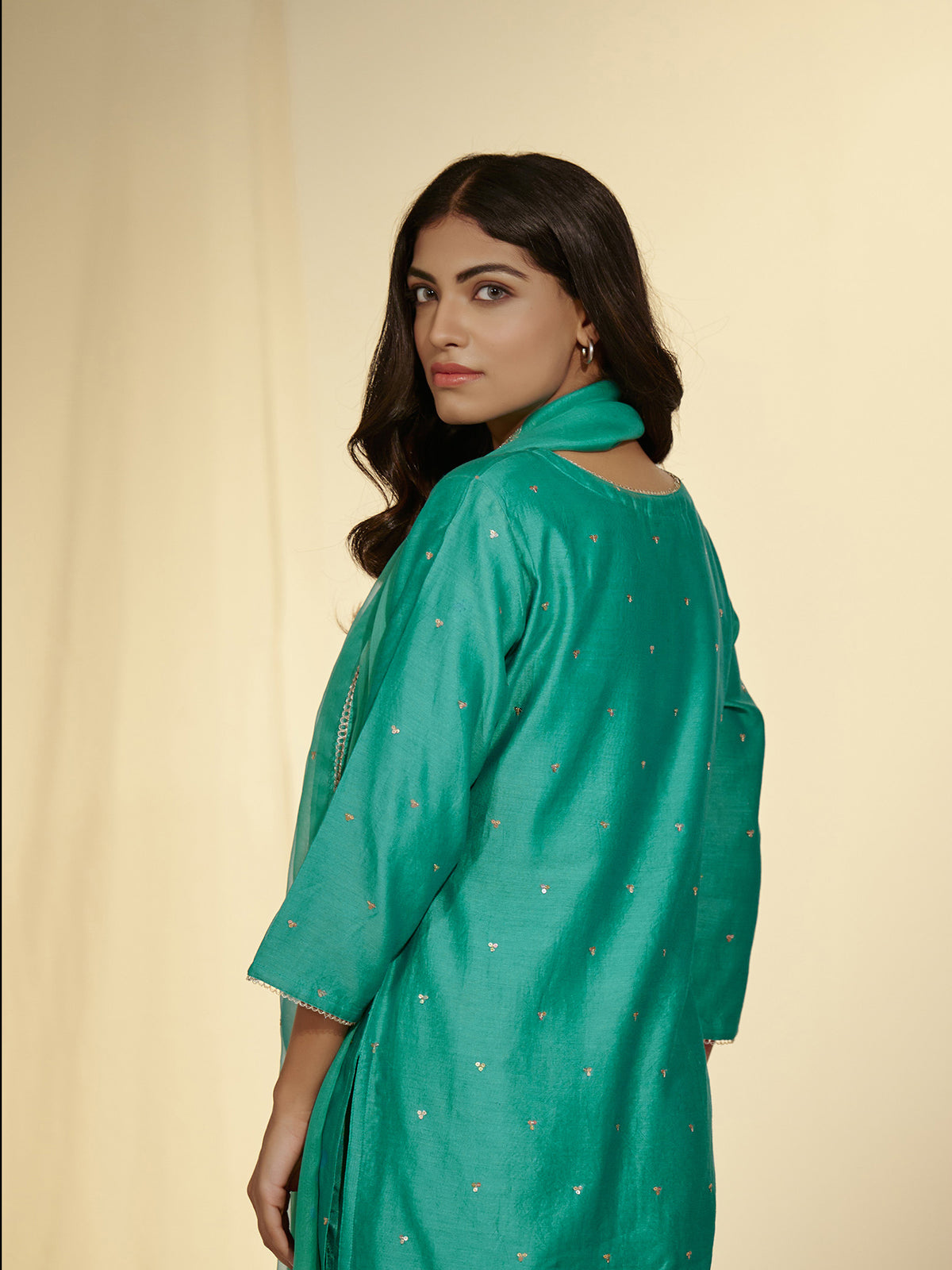 Festive Emerald Chanderi Kurta