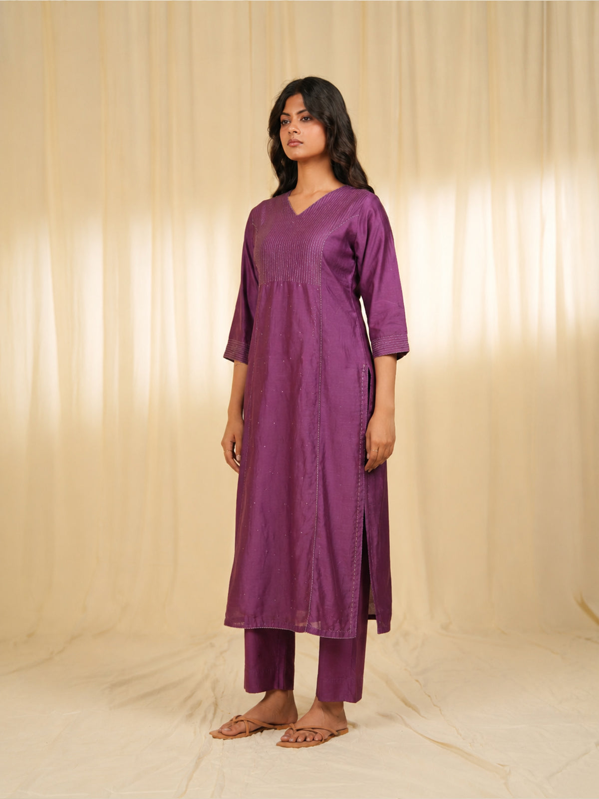 Filigree Orchid Chanderi Kurta
