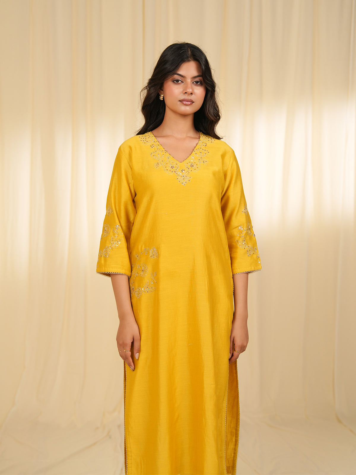 Filigree Yellow Chanderi Kurta