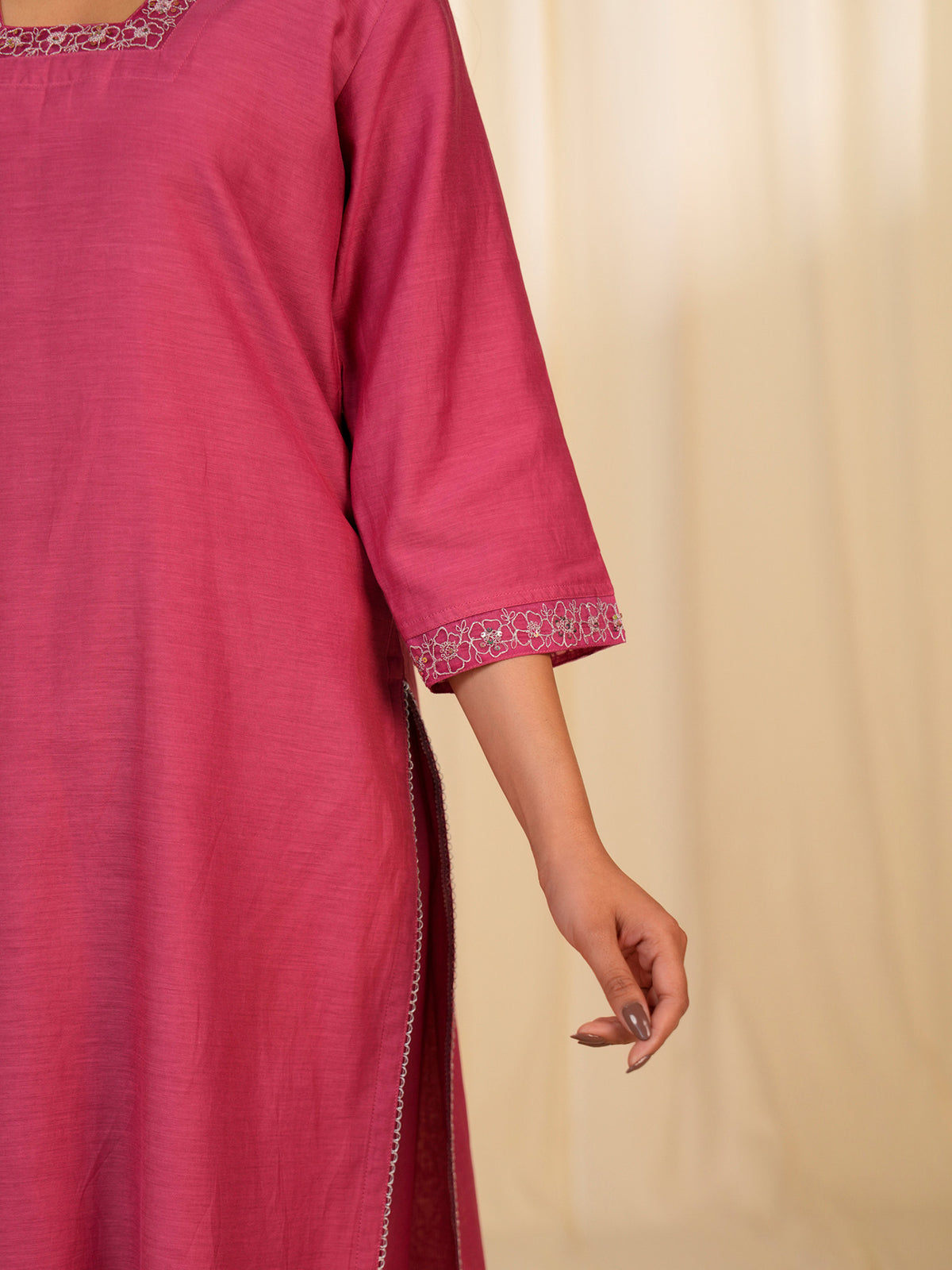 Filigree Pink Chanderi Kurta