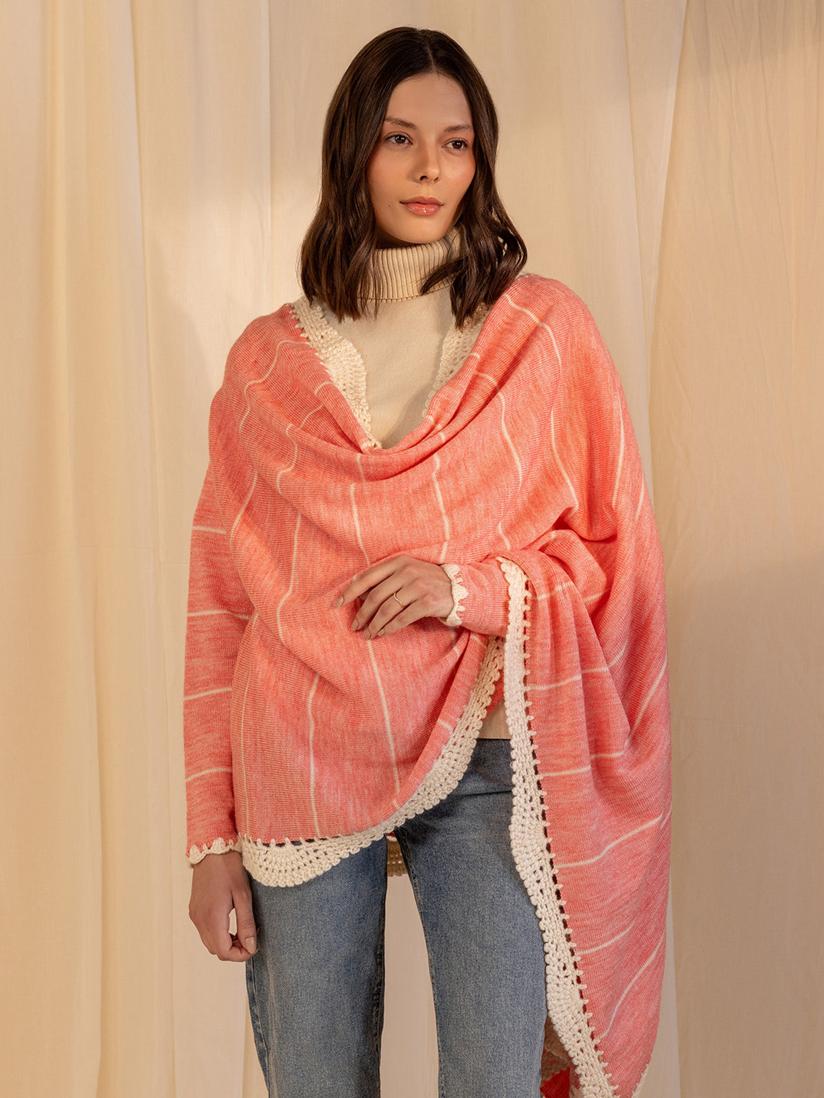 Woollen Fun Factor Shrug - Pink