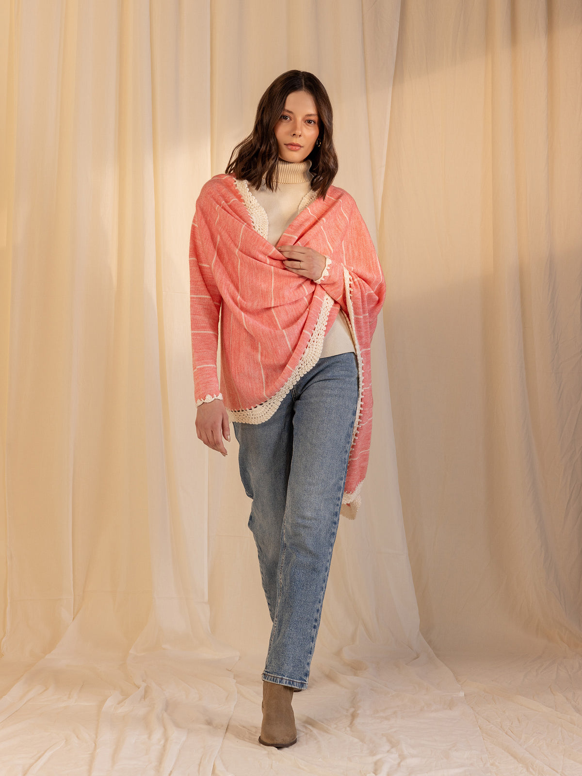 Woollen Fun Factor Shrug - Pink