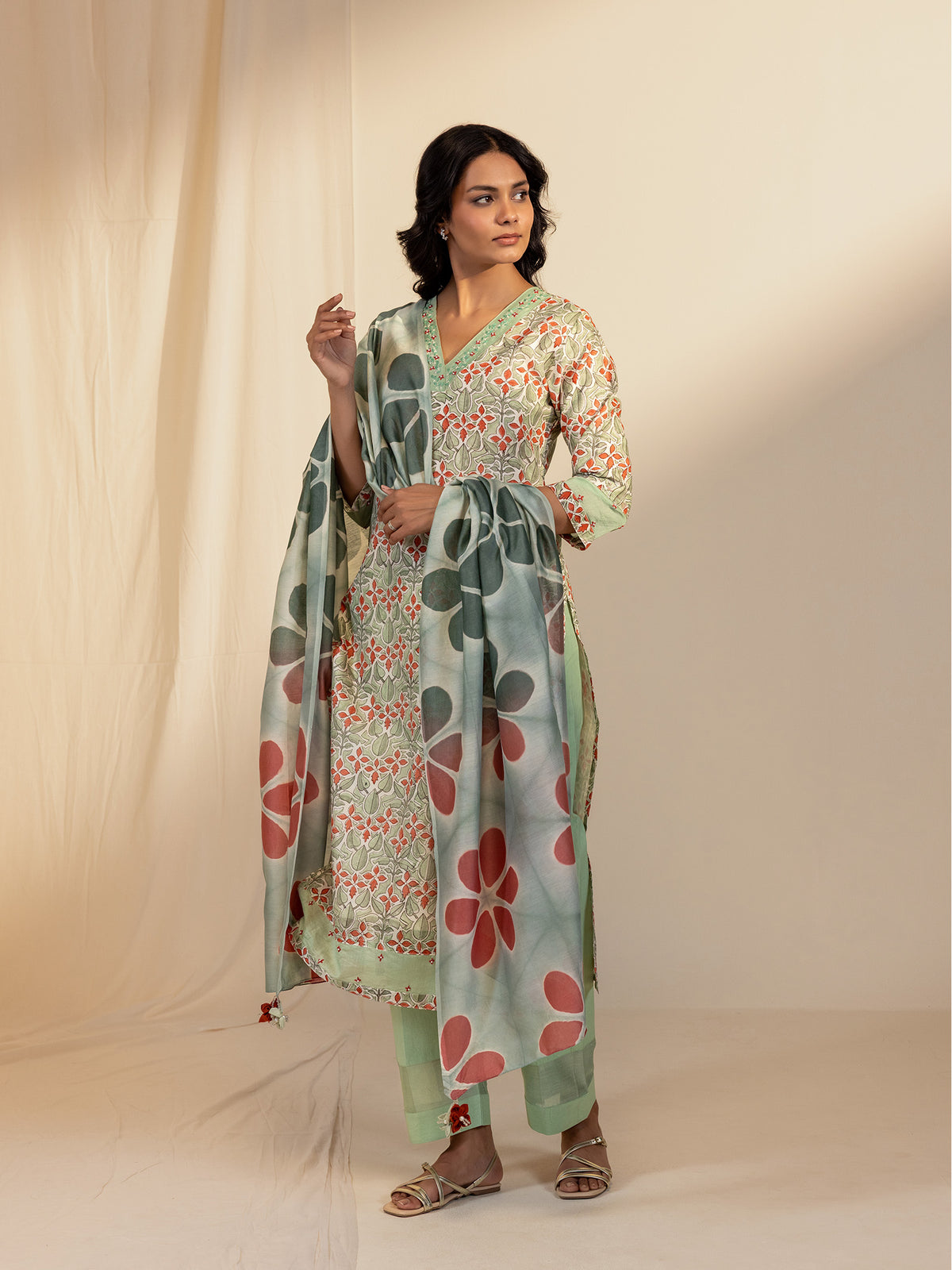 Earthy Green Chanderi Dupatta