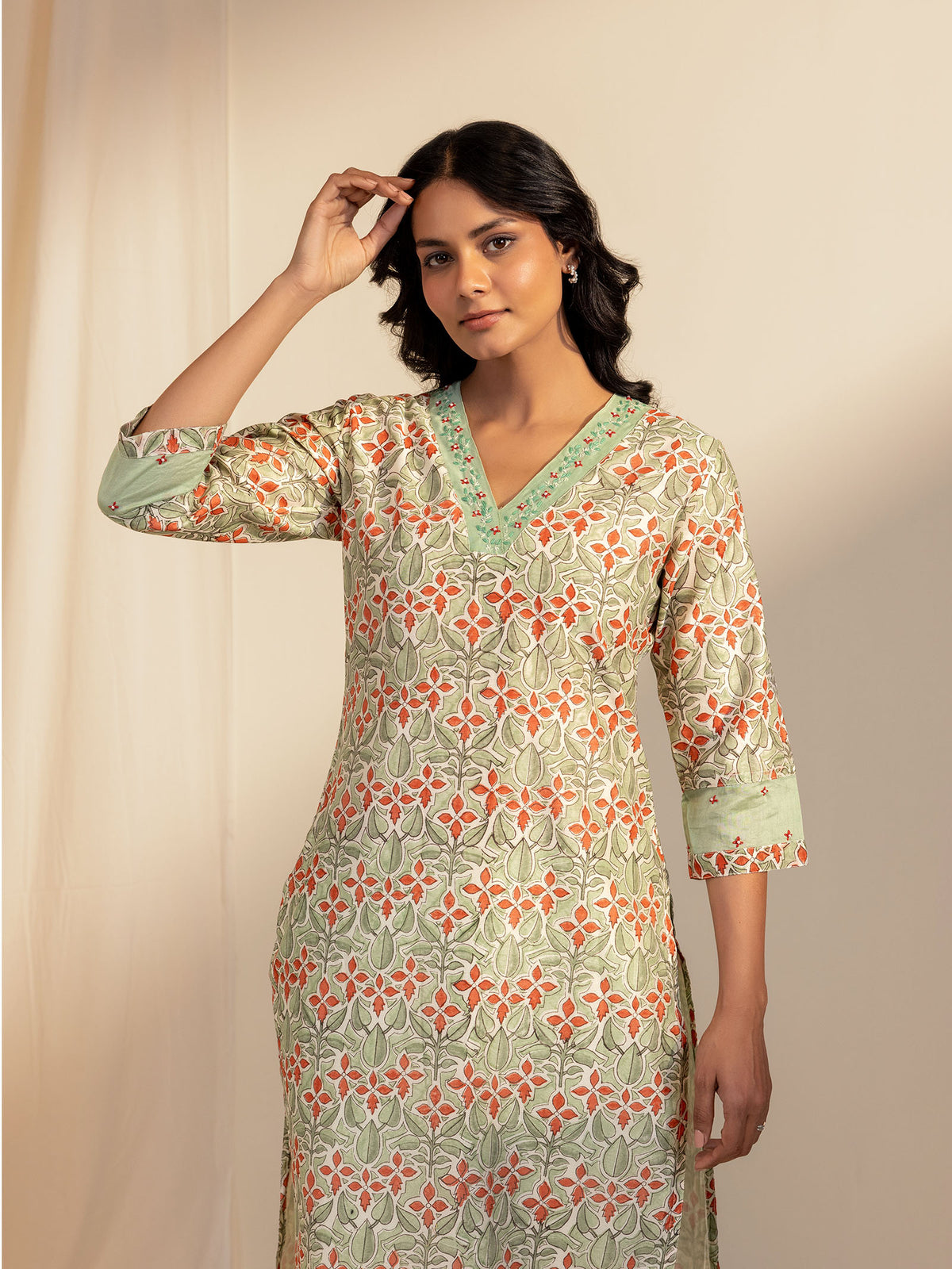 Earthy Green Chanderi Kurta