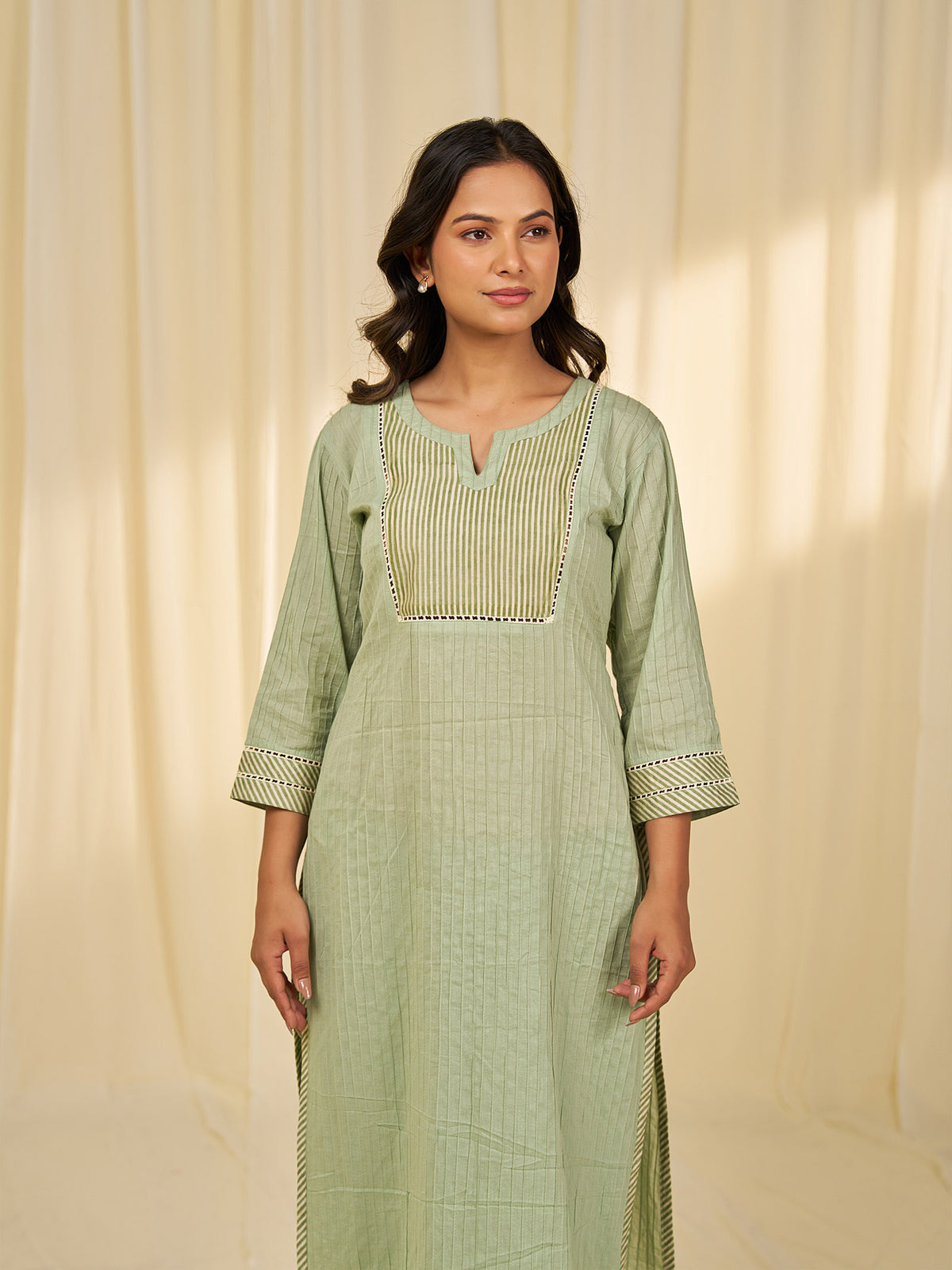 Green Tea Cotton Kurta
