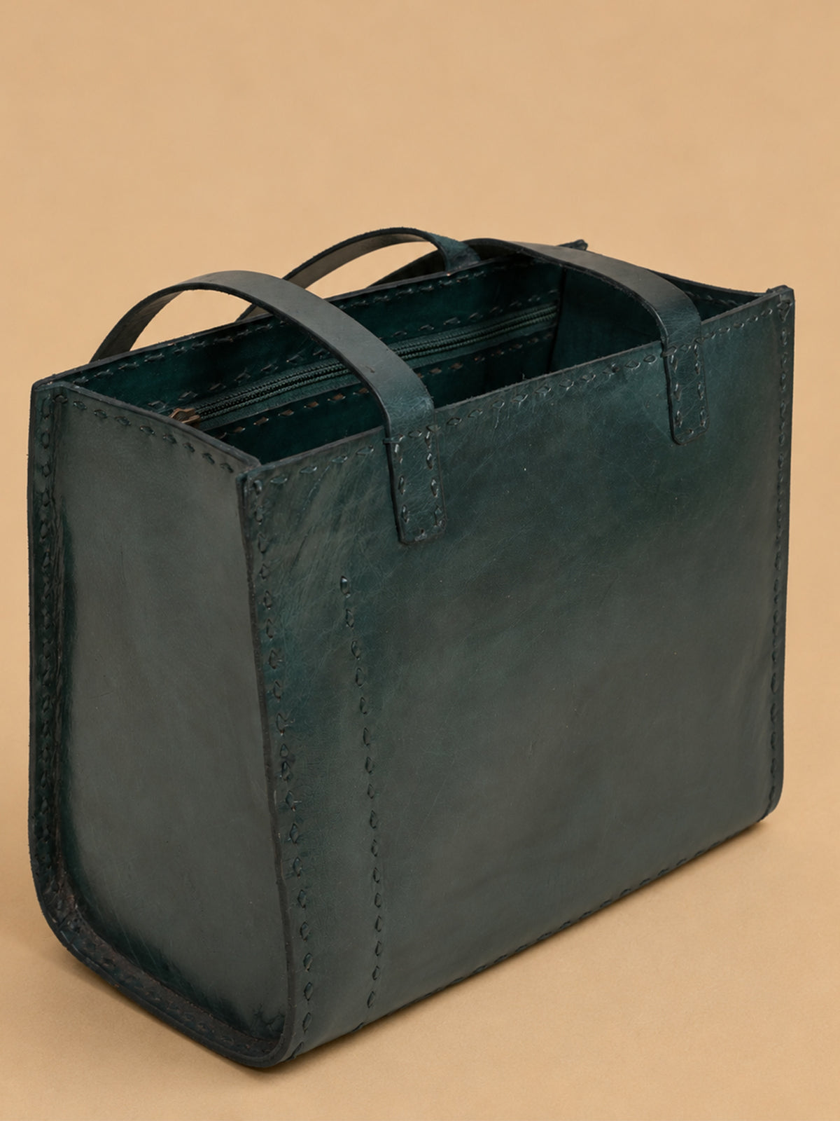 Green Tote Leather Bag - Small