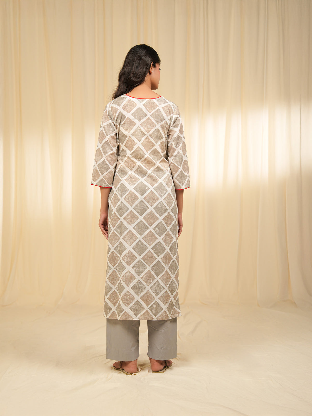 Grey Square Cotton Kurta