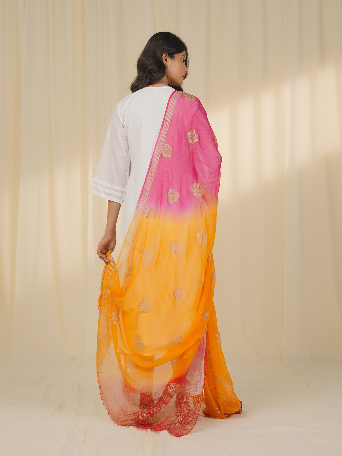 Holi Hai Orange Chiffon Dupatta
