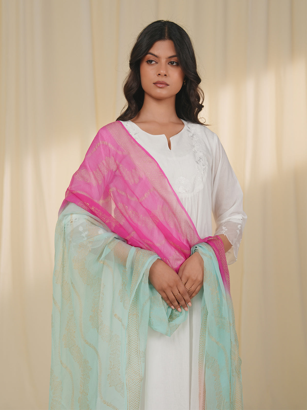 Holi Hai Sea Green Chiffon Dupatta