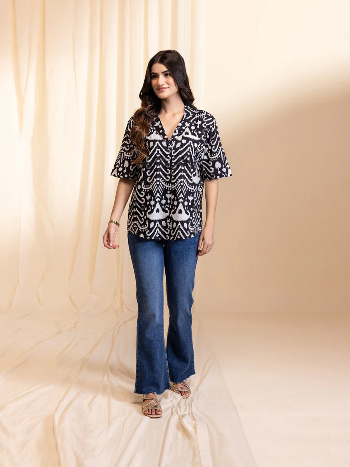 Ikat Redefined Coal Cotton Shirt