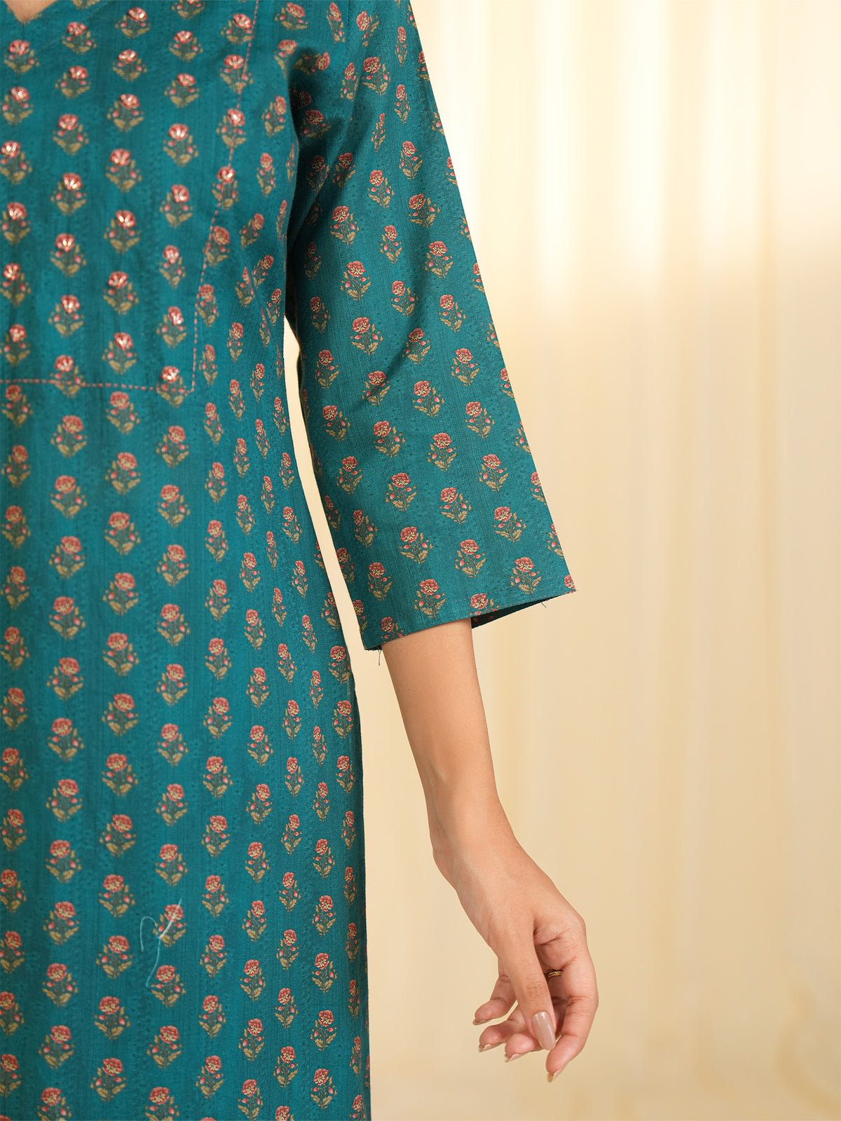 Indian Chintz Peacock Cotton Kurta