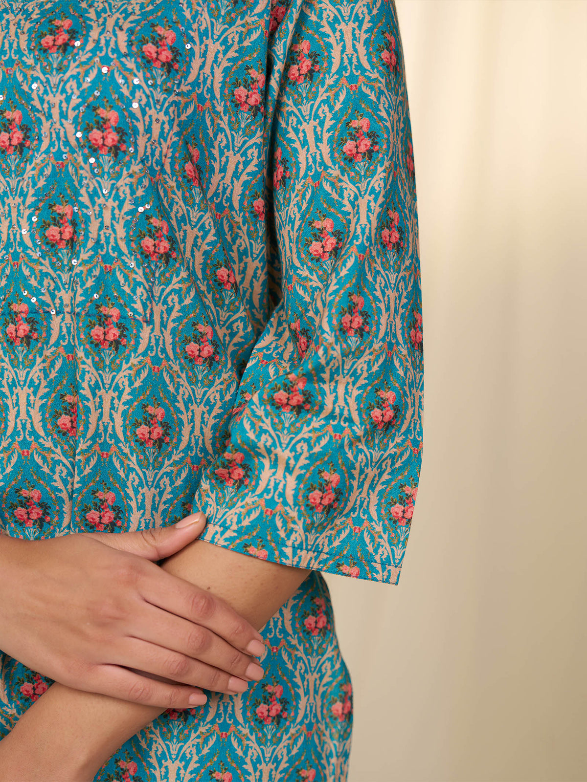 Indian Chintz Teal Cotton Kurta