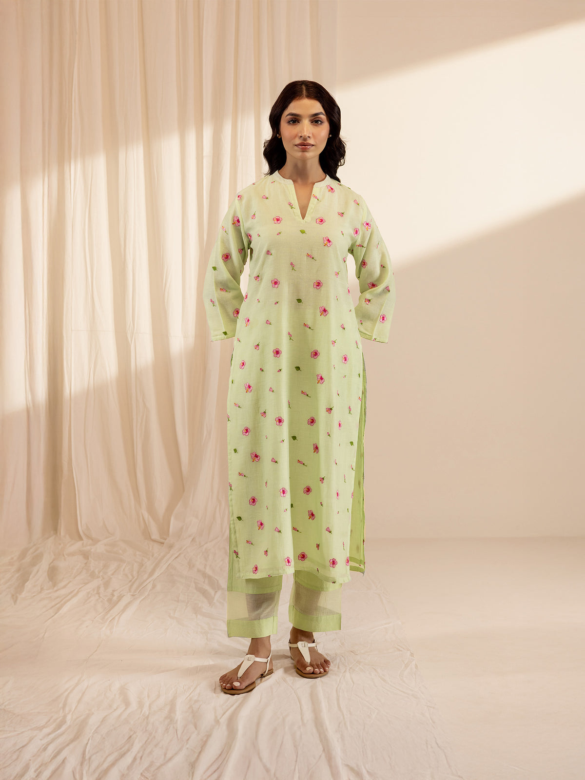 Alice In Wonderland Green Chanderi Kurta