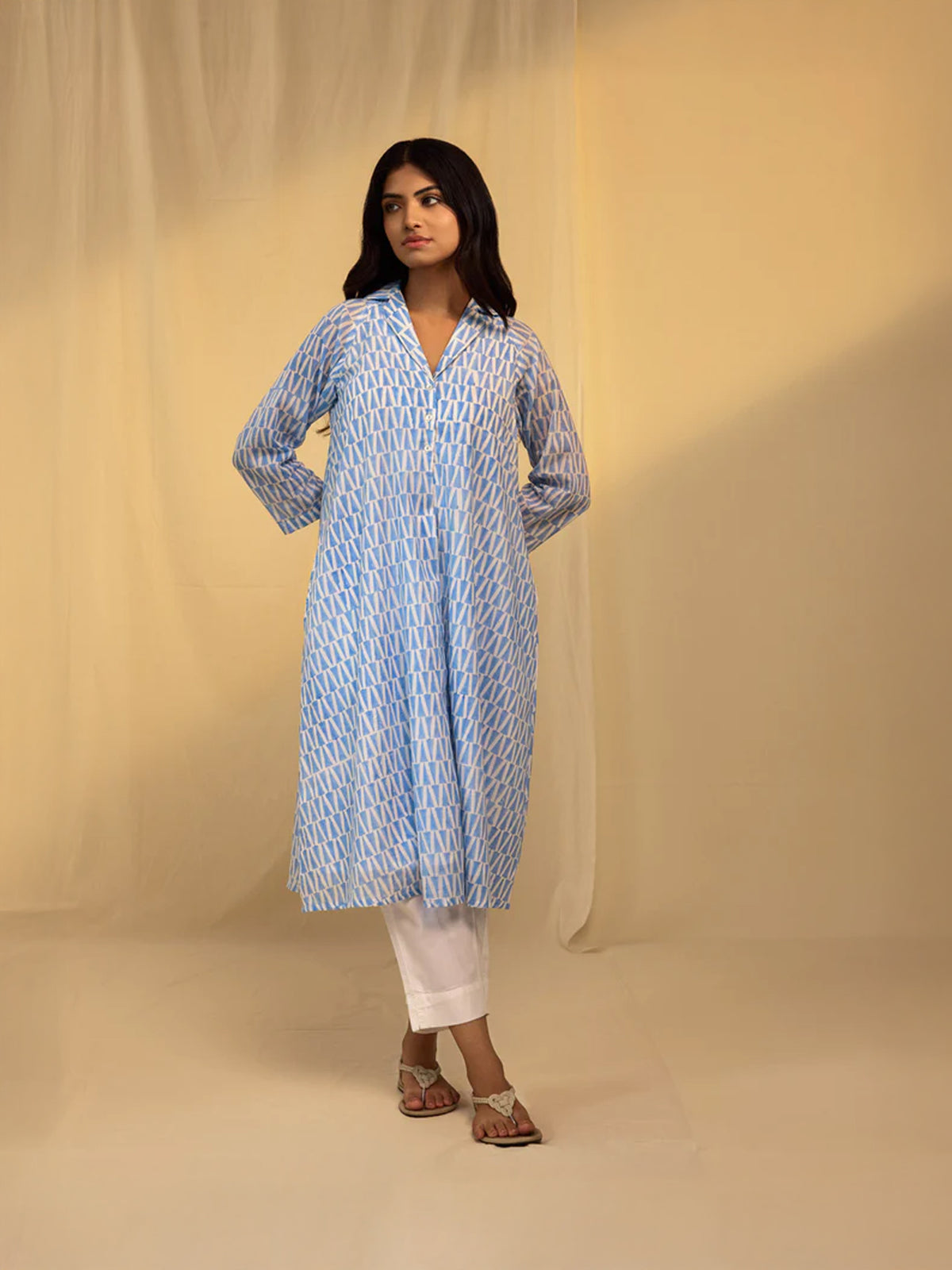 Blue Trinity Voile Kurta