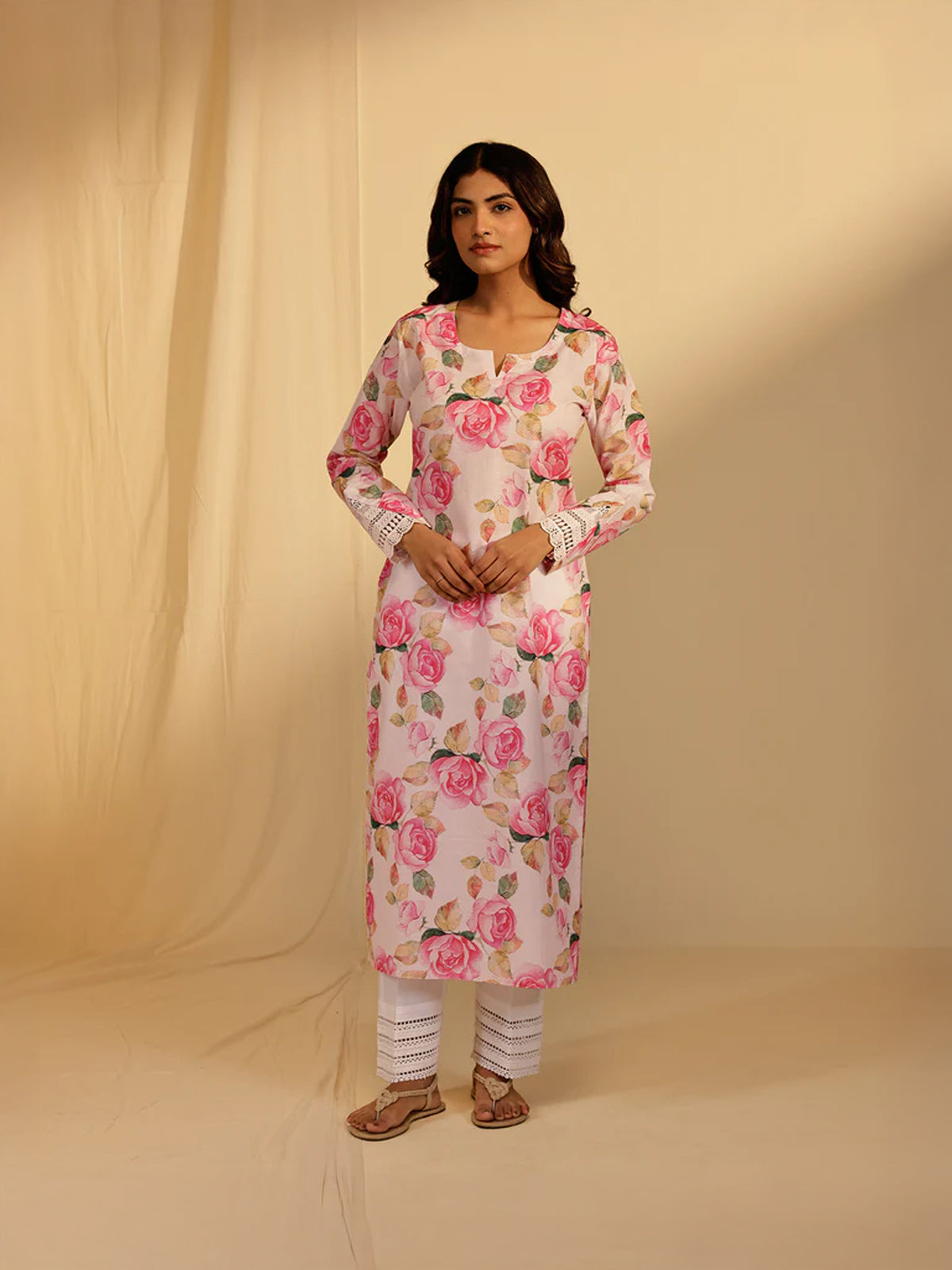 Bold And Beautiful Cotton Kurta - (Pink)