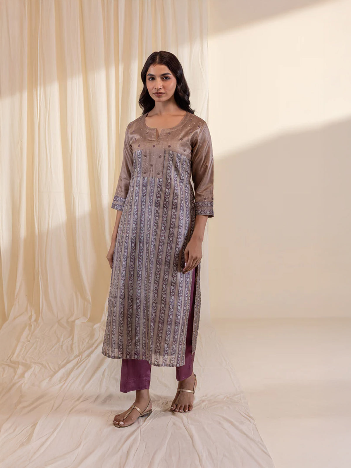 Chocolate Tussar Silk Kurta