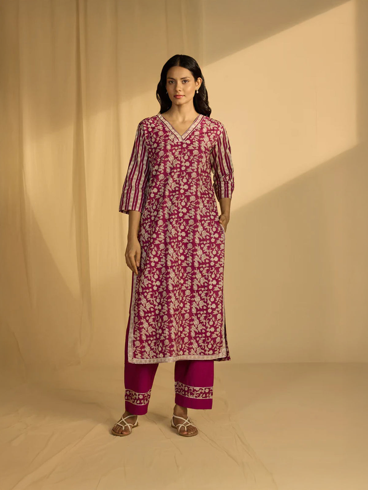 Purple Ink Cotton Kurta