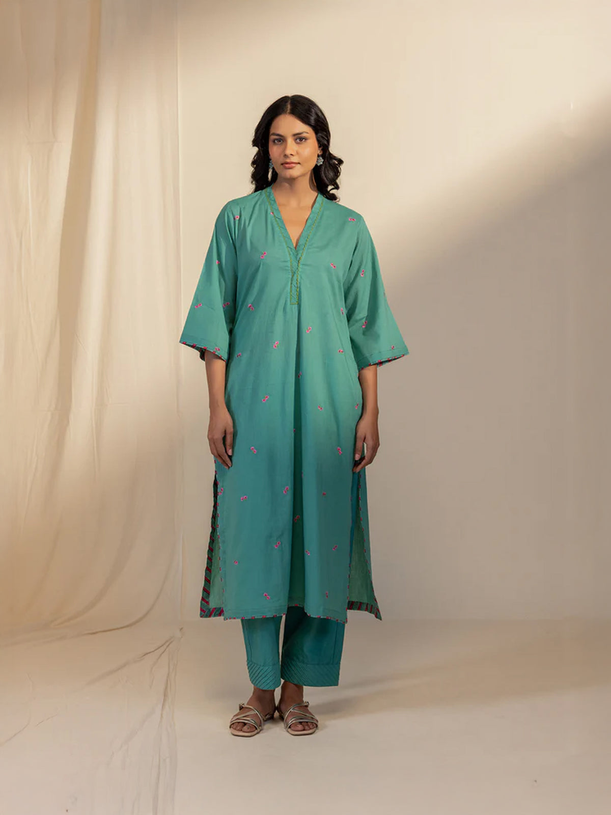 The Artisans Teal Voile Kurta