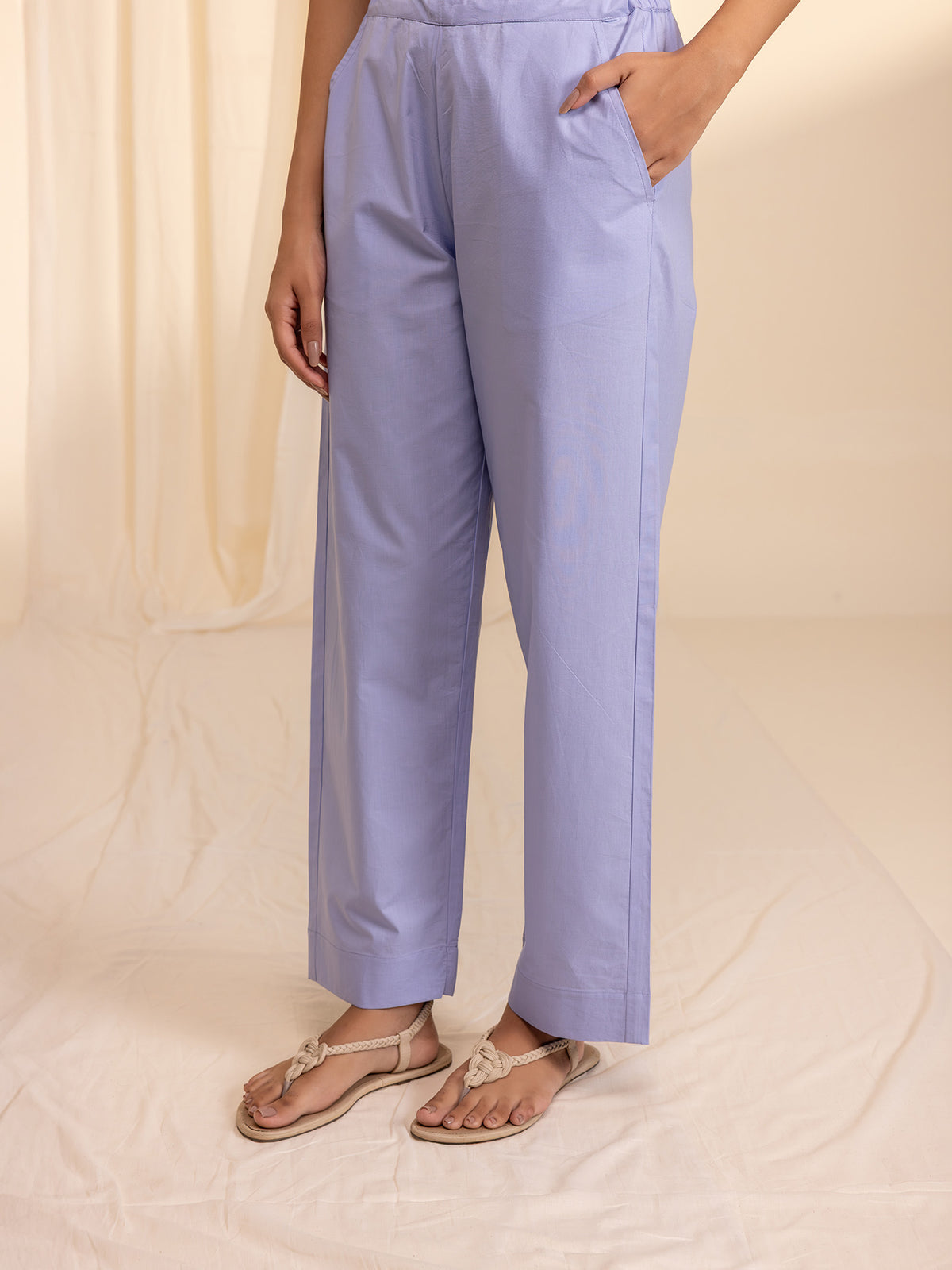 Lilac Whisper Cotton Straight Pant