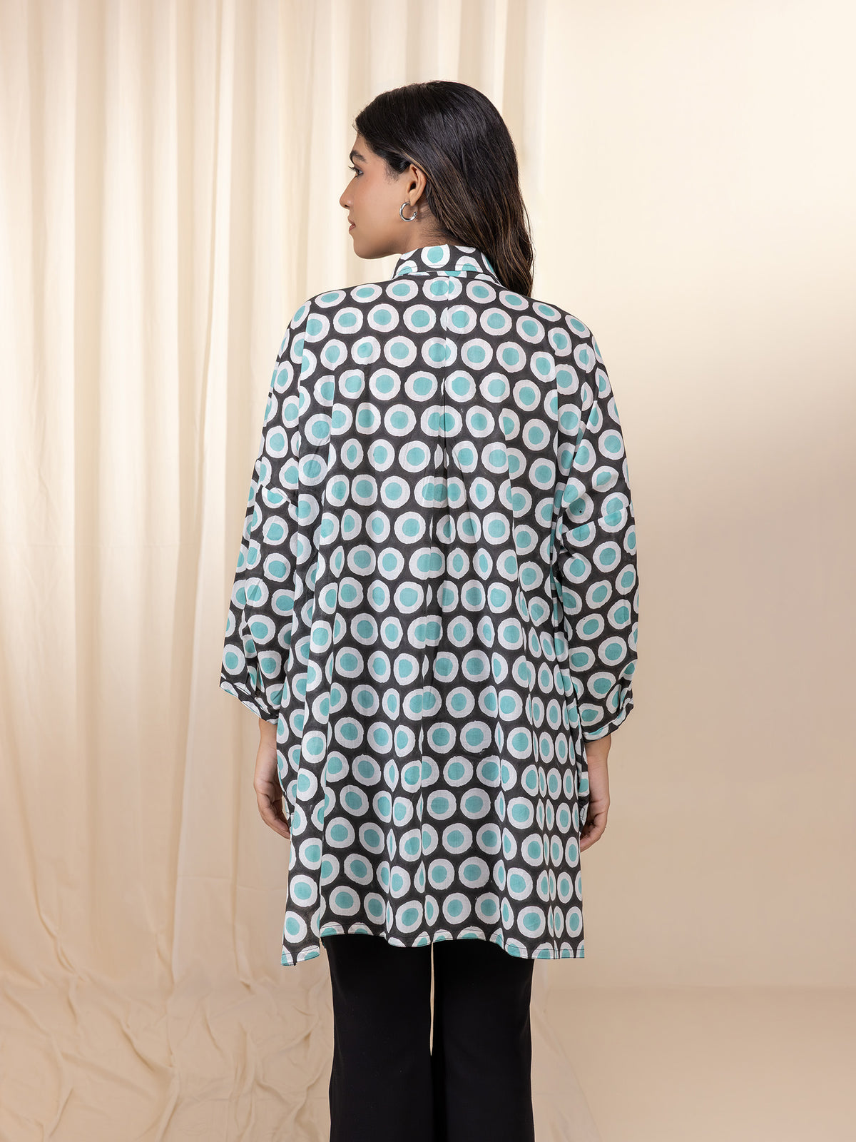 Black Polka Madras Cotton Shirt