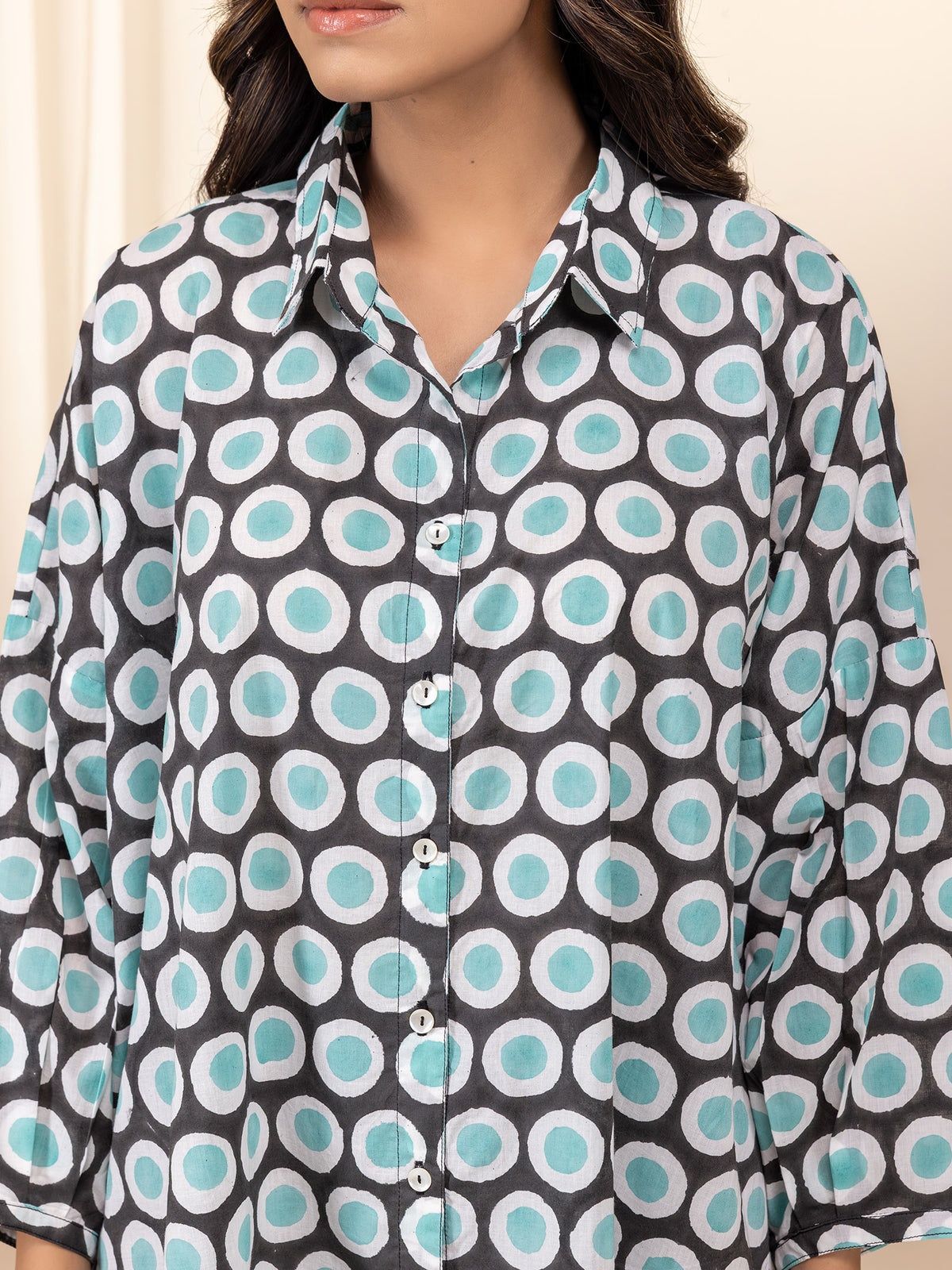 Black Polka Madras Cotton Shirt