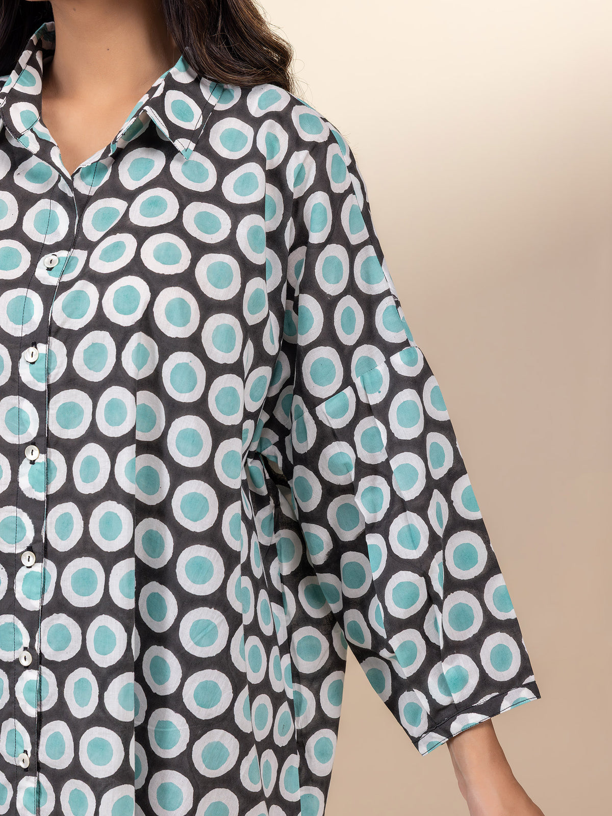 Black Polka Madras Cotton Shirt