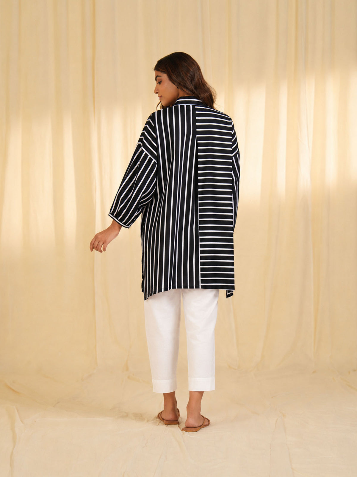 Black Stripe Madras Voile Shirt