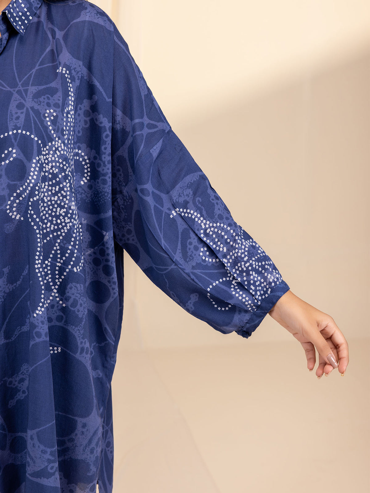 Bandhani in Blue Madras Modal Shirt