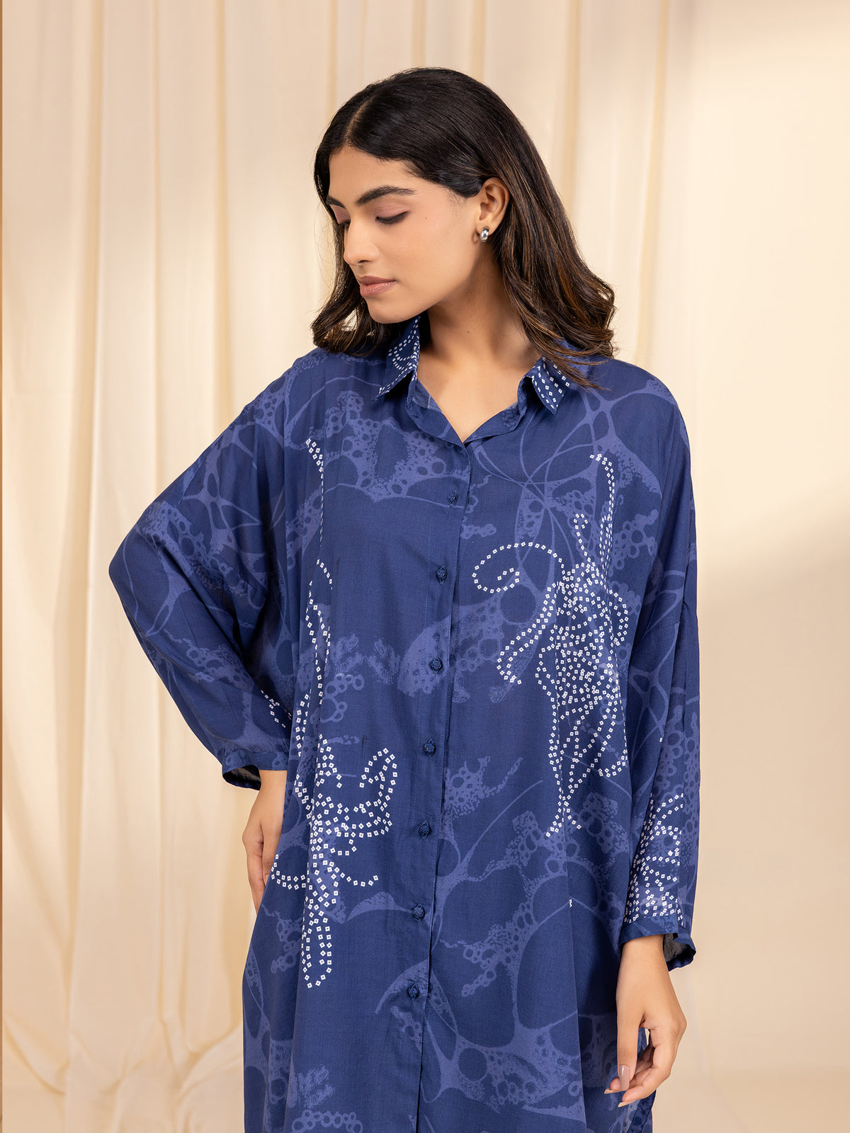 Bandhani in Blue Madras Modal Shirt
