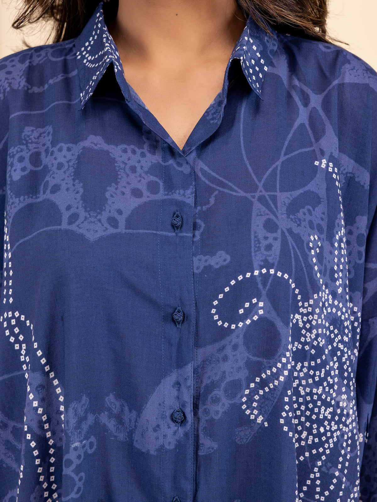 Bandhani in Blue Madras Modal Shirt