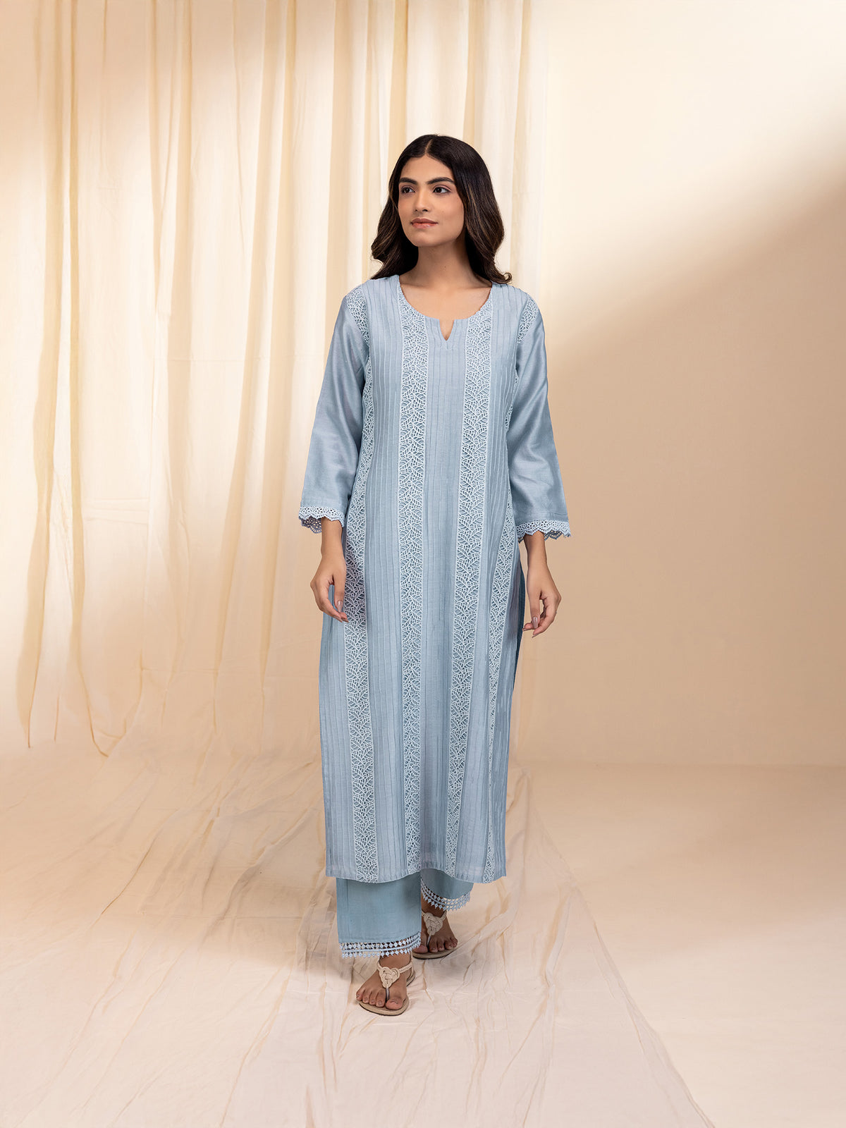 Mist Chanderi Kurta