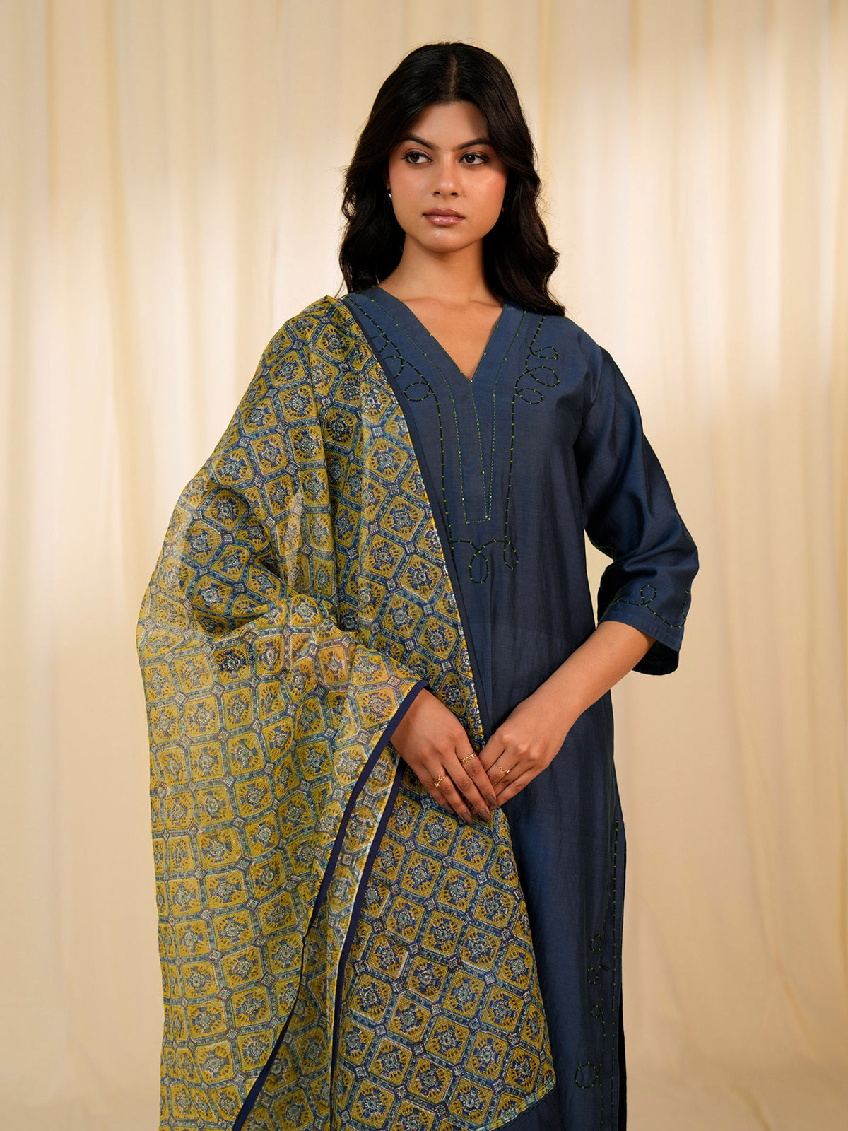 Monsoon Marigold Kota Silk Dupatta