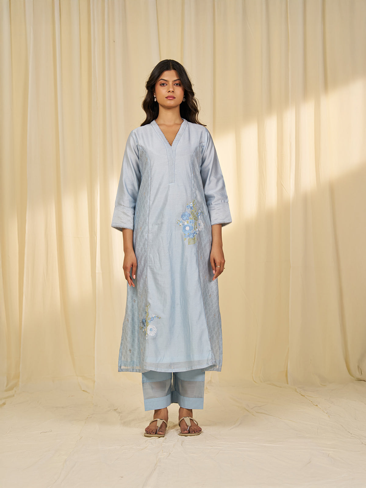 Naturals Blue Chanderi Kurta