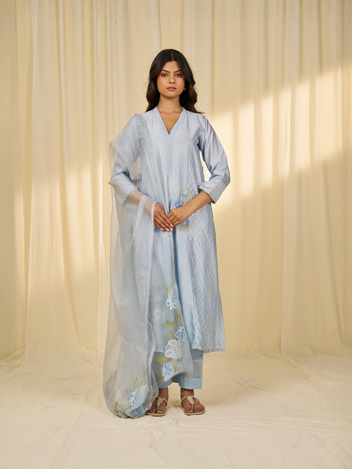Naturals Blue Organza Dupatta