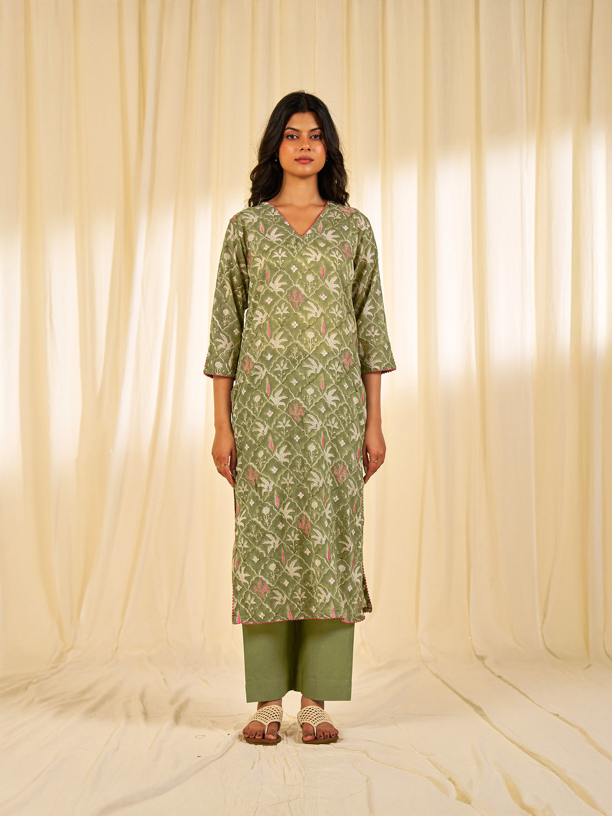 Olive Green - Ceylon Voile Kurta