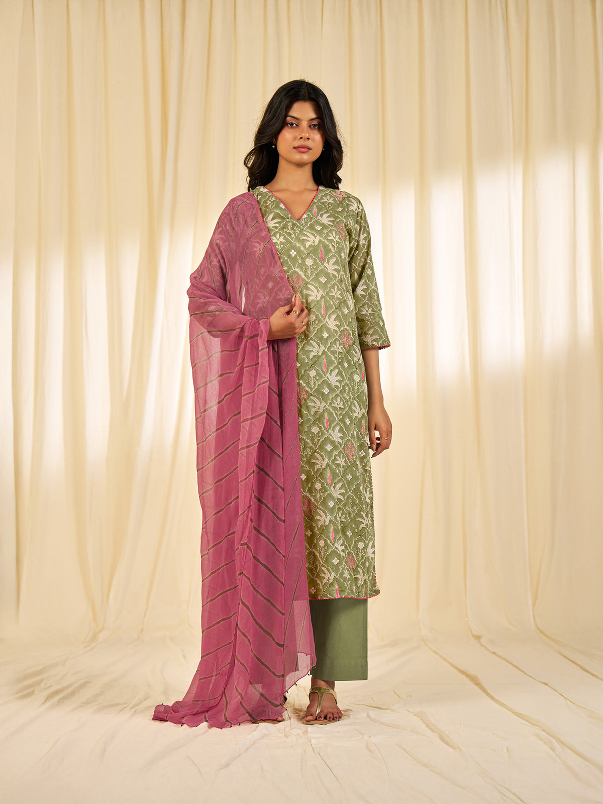 Olive Green - Ceylon Voile Kurta