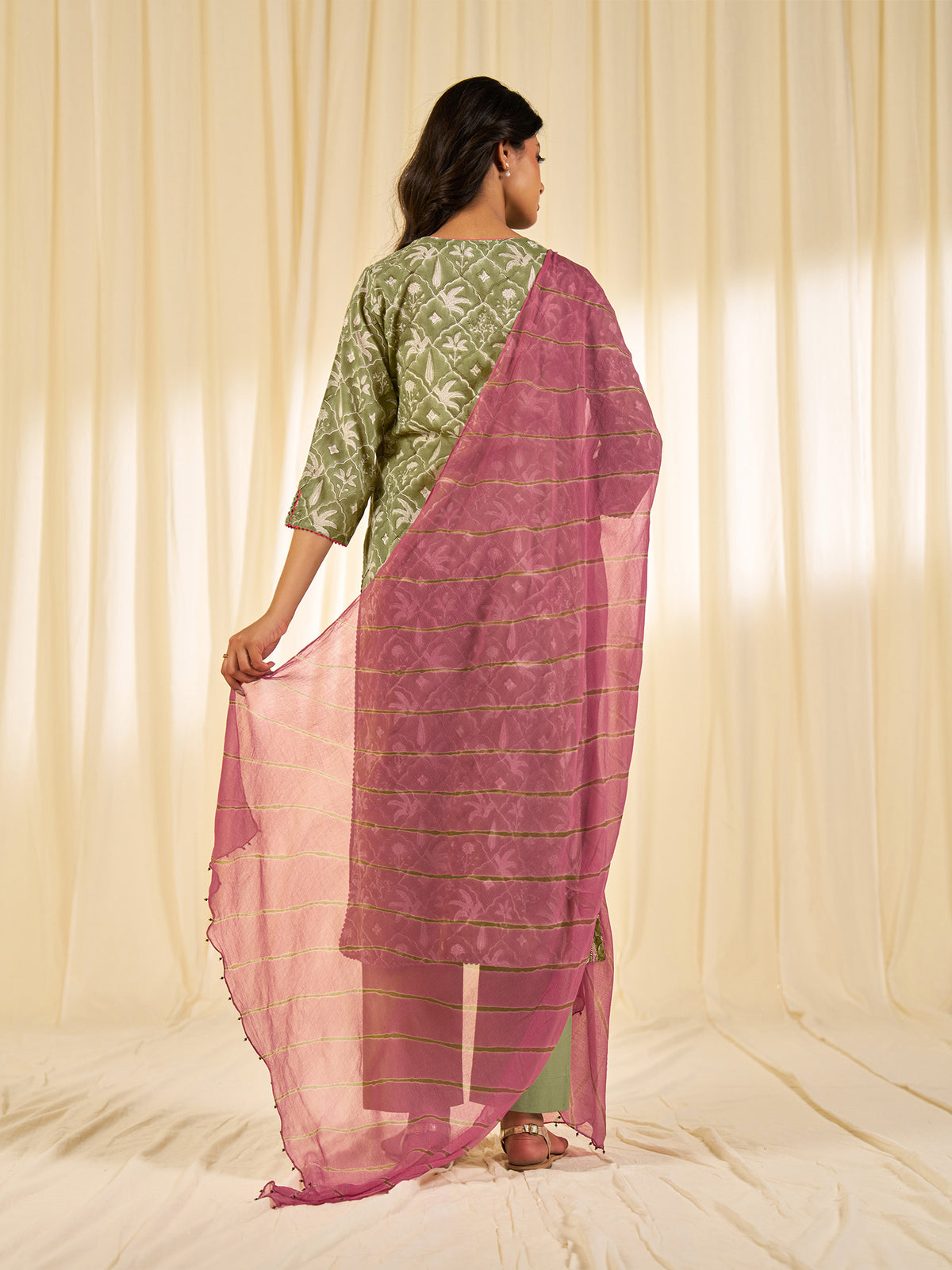 Olive Green Chiffon Dupatta