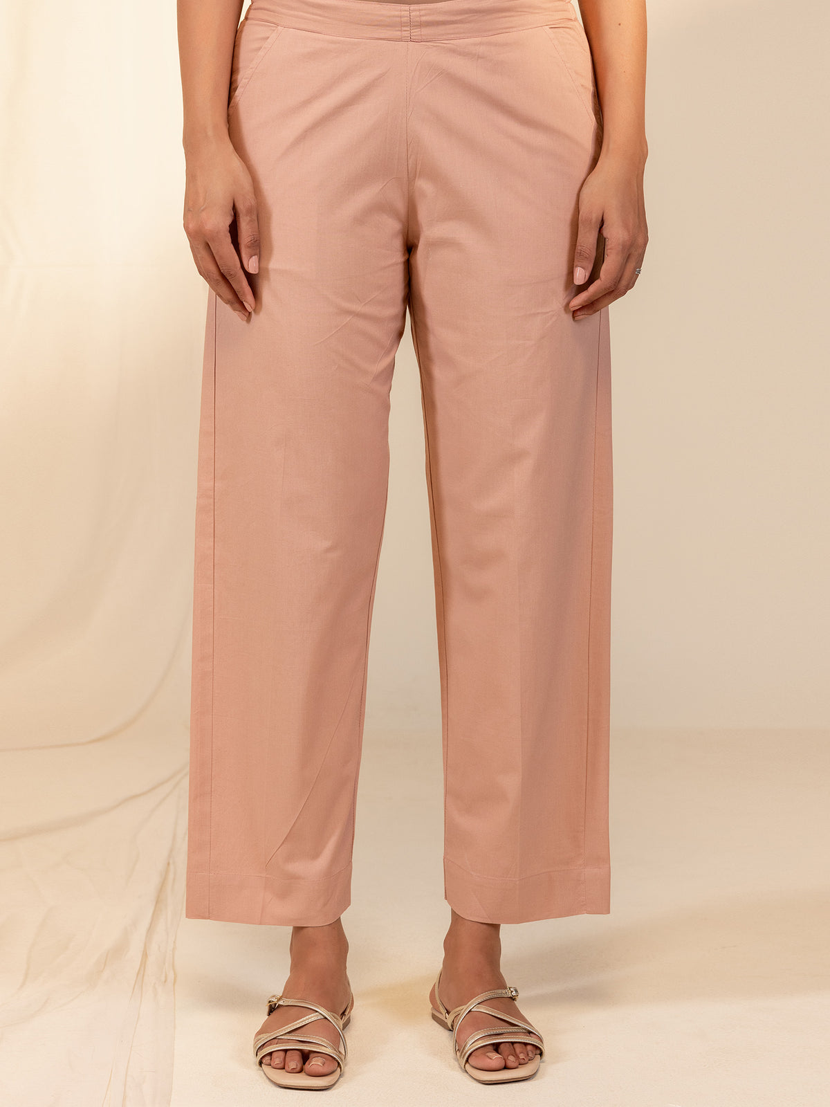 Bold And Beautiful Cotton Straight Pant - (Peach)