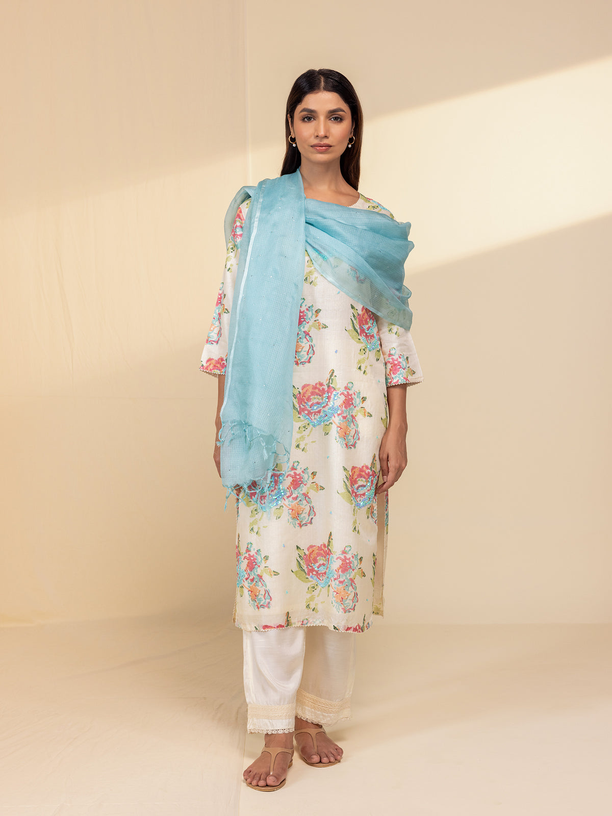 Painted Roses Kota Silk Dupatta