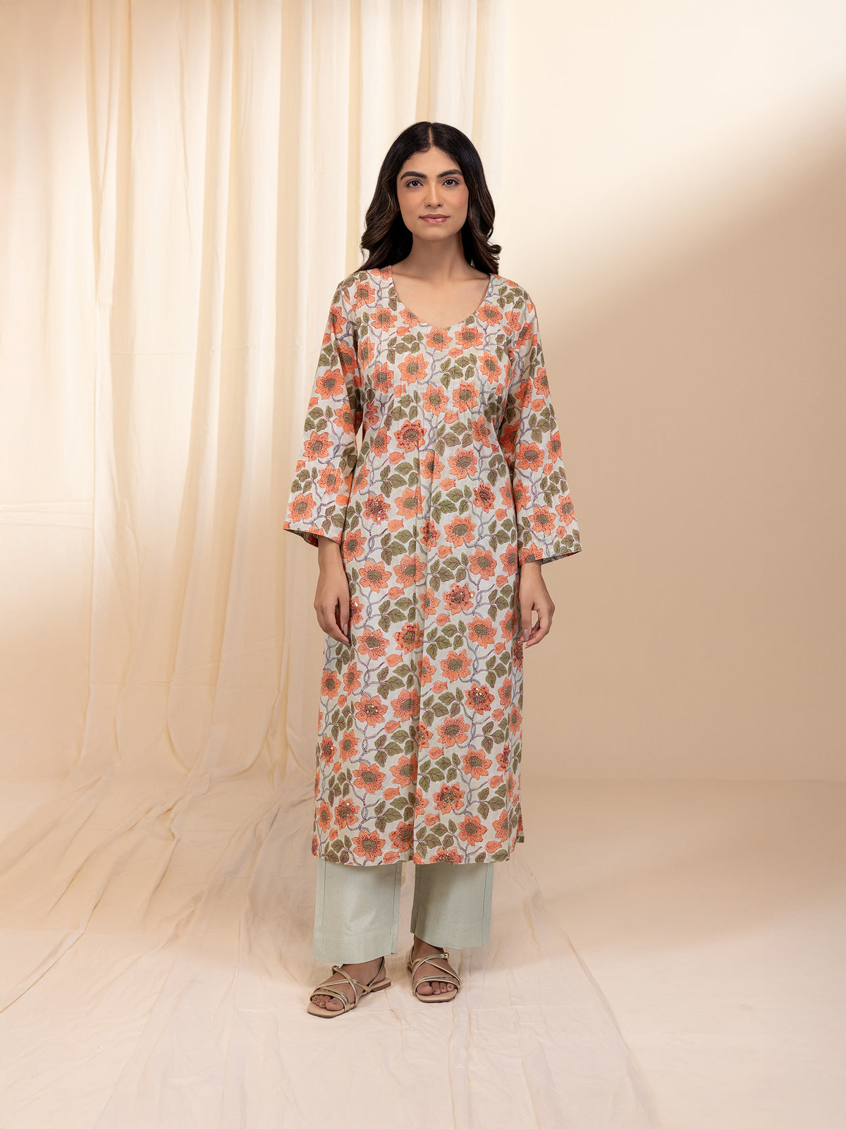 Pale Pastel Mint Voile Kurta