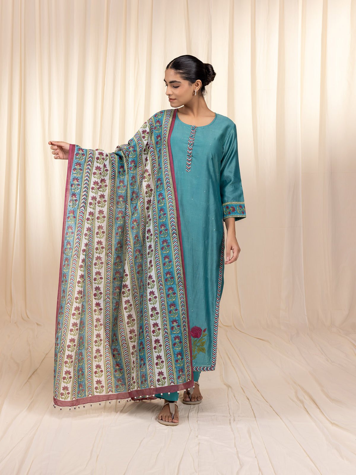 Panna Chanderi Dupatta