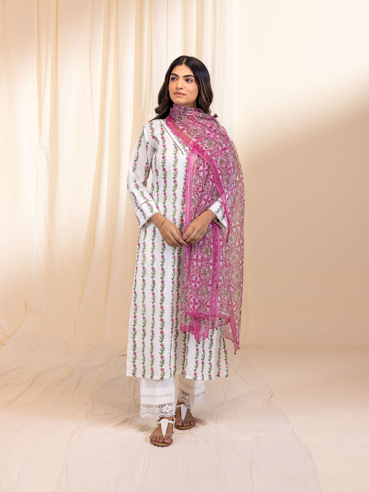 Petal Trails Cotton Kurta