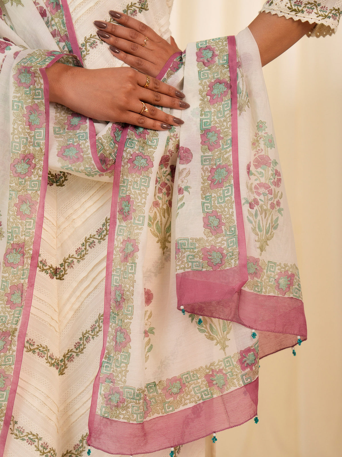Pink Tusker Chanderi Dupatta