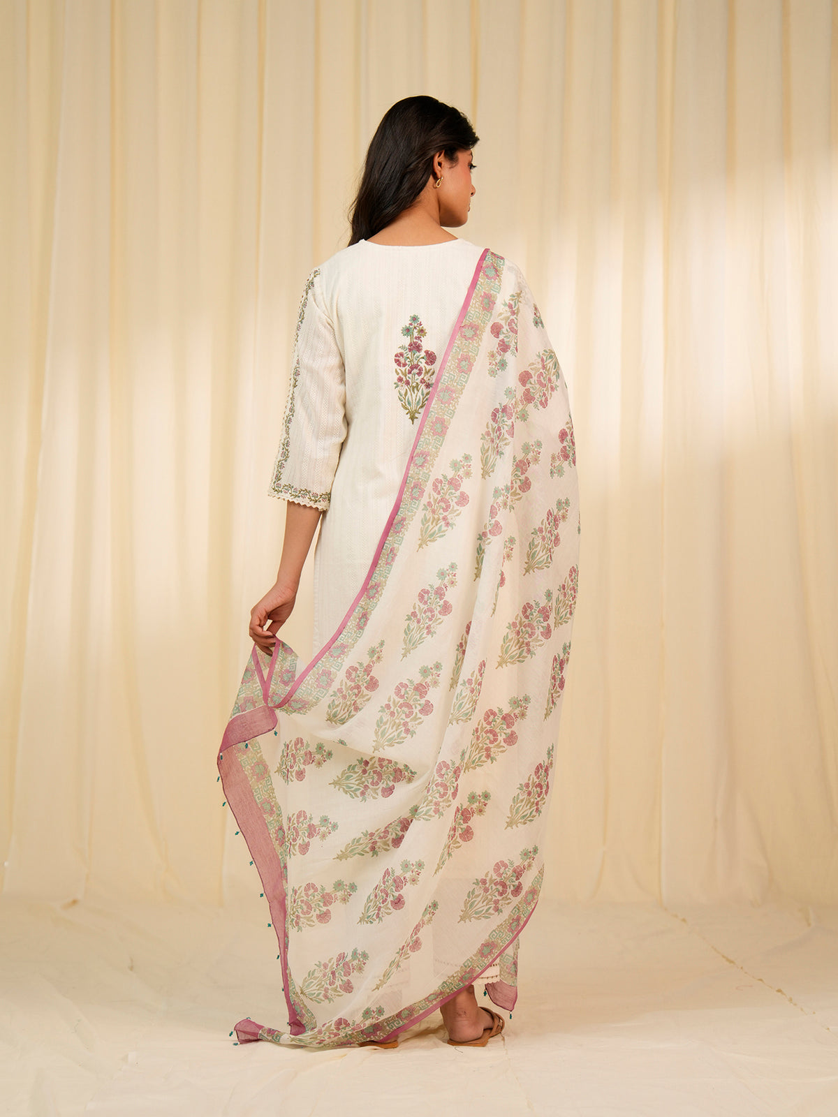 Pink Tusker Chanderi Dupatta