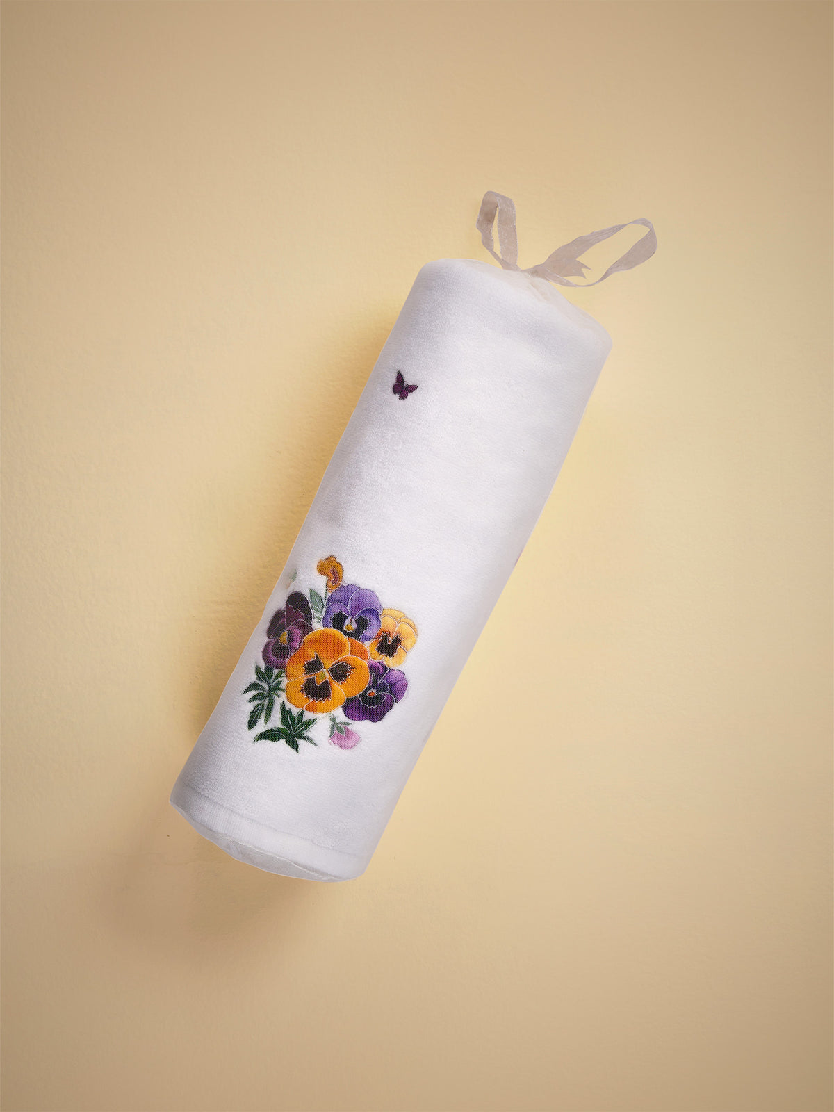 Purple Pansies Bath Towel