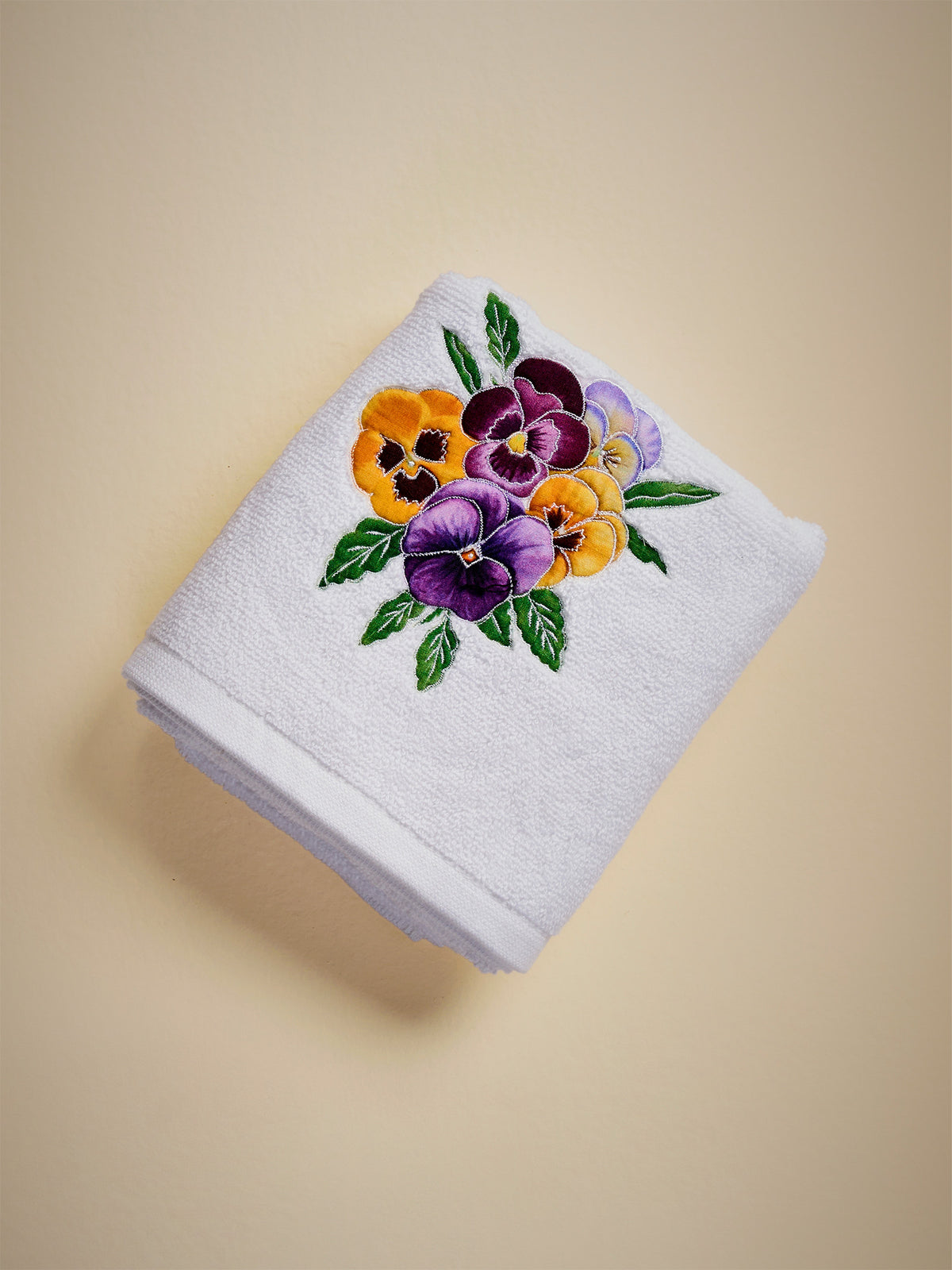 Purple Pansies Hand Towel (Set of 2)